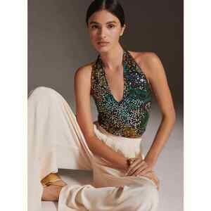 Anthropologie Verb by Pallavi Singhee Sequin Halter Top Size L